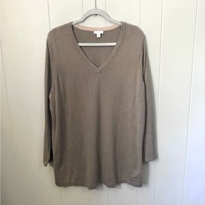 JJill Pure Jill Sweater Cotton Blend Tan Brown Lightweight Neutral Staple XL